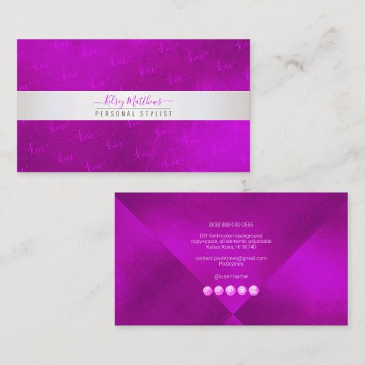 PixDezinesモノグラムミニマリストラジアントマゼンタ 名刺 (正面/裏面)