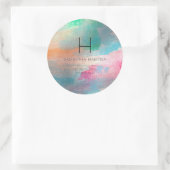 PixDezinesモノグラム虹色ブラシ仕上げ水彩 ラウンドシール (バッグ)