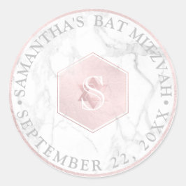 PixDezinesモノグラム赤面ピンクハニカム（ユダヤ教の）バル・ミツバー ラウンドシール