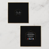 PixDezinesモノグラム/フェイク金ゴールドハニカム スクエア名刺 (正面/裏面)