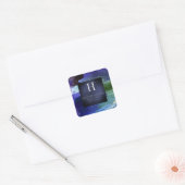 PixDezinesモノグラム、赤面+シルバー+赤カラーブロック スクエアシール (封筒)