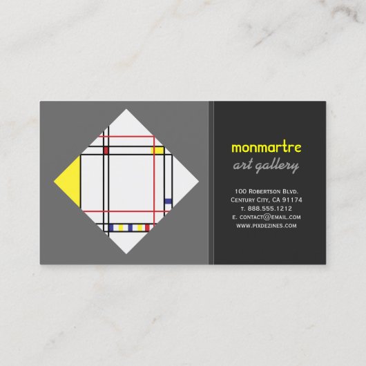 PixDezinesモンドリアン/DIY背景色 名刺 (裏面)