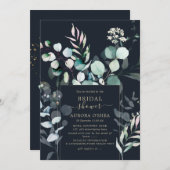 PixDezinesユーカリ素朴プトゥス海軍ブライダルシャワー 招待状 (正面/裏面)