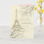 PixDezinesラツアーエッフェル/パリ カード (黄色い花)