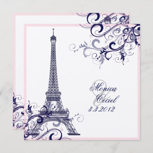 PixDezinesラツアーエッフェル/パリ 招待状 (正面/裏面)