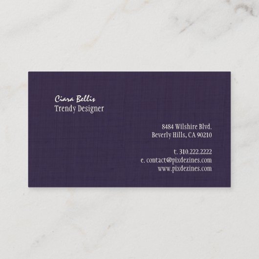 PixDezinesリネフェイクンナス紫 名刺 (裏面)