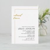 PixDezinesリハモダンーサルミニマルディナー 箔招待状 (立ち正面)