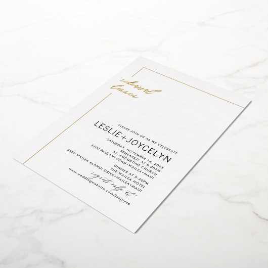 PixDezinesリハモダンーサルミニマルディナー 箔招待状 (回転した状態)