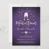 PixDezinesリハーサルディナーピンクシャンパンプラム 招待状 (正面)