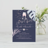 PixDezinesリハーサルディナー/ピンクシャンパン+パームズ 招待状 (スタンド正面)