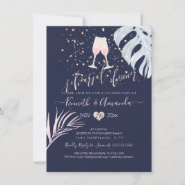 PixDezinesリハーサルディナー/ピンクシャンパン+パームズ 招待状