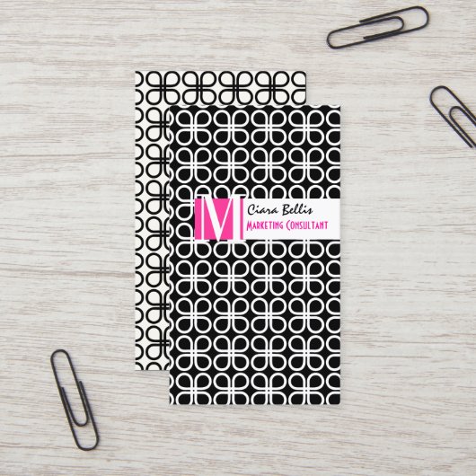 PixDezinesレトロなクローバー/ダイカラーをスナップ… 名刺 (正面/裏面インサイチュ)