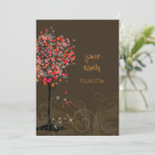 PixDezinesレトロなピンクのカエデの木 招待状 (スタンド正面)