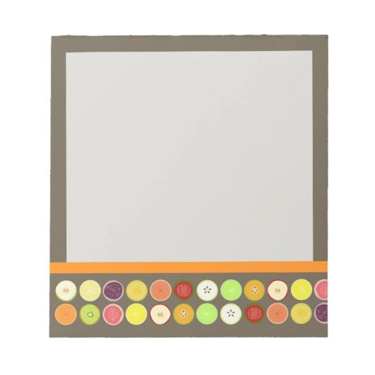 PixDezinesレトロなフルーツジュース/ディーリー背景色 ノートパッド (正面)