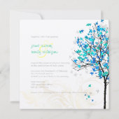 PixDezinesレトロな電気ブルーカエデルの木 招待状 (裏面)