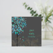 PixDezinesレトロな電気ブルーカエデルの木 招待状 (スタンド正面)