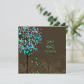 PixDezinesレトロな電気ブルーカエデルの木 招待状 (スタンド正面)