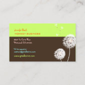 PixDezinesレトロのダンデリオン/DIYカラー、ネオングリーン 名刺 (裏面)