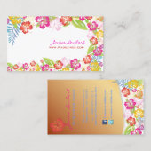 PixDezinesレトロはっきりしたトロピカルフラワー/金ゴールドストック 名刺 (正面/裏面)