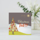 PixDezinesレトロクリスマスオーナメントツリー 招待状 (スタンド正面)