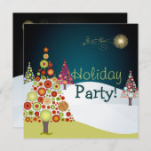 PixDezinesレトロクリスマスオーナメントツリー 招待状 (正面/裏面)