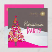 PixDezinesレトロクリスマスオーナメントツリー 招待状 (正面/裏面)