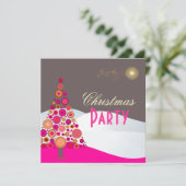 PixDezinesレトロクリスマスオーナメントツリー 招待状 (スタンド正面)