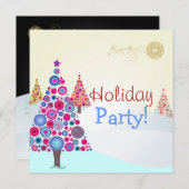 PixDezinesレトロクリスマスオーナメントツリー 招待状 (正面/裏面)