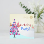 PixDezinesレトロクリスマスオーナメントツリー 招待状 (スタンド正面)