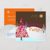 PixDezinesレトロクリスマスオーナメントツリー 招待状 (正面/裏面)