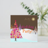 PixDezinesレトロクリスマスオーナメントツリー 招待状 (スタンド正面)