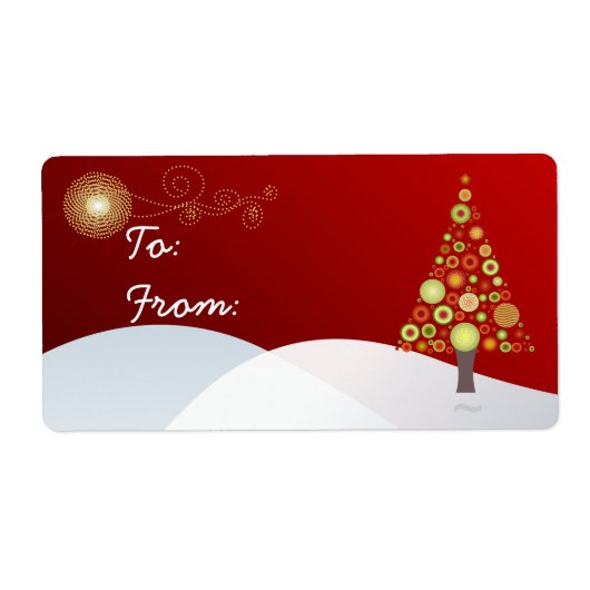 PixDezinesレトロクリスマスツリーオーナメント ラベル (正面)