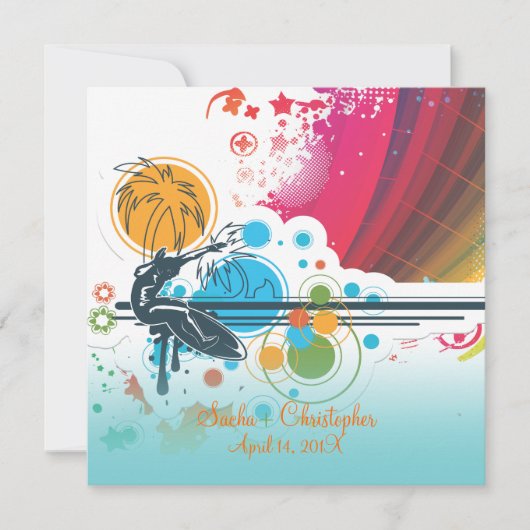 PixDezinesレトロサーファ、宛先イベント 招待状 (正面)