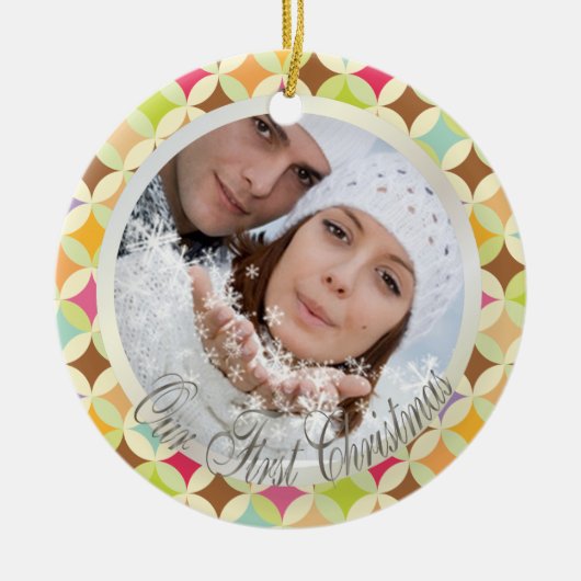 PixDezinesレトロダイヤモンド写真テンプレート セラミックオーナメント (正面)