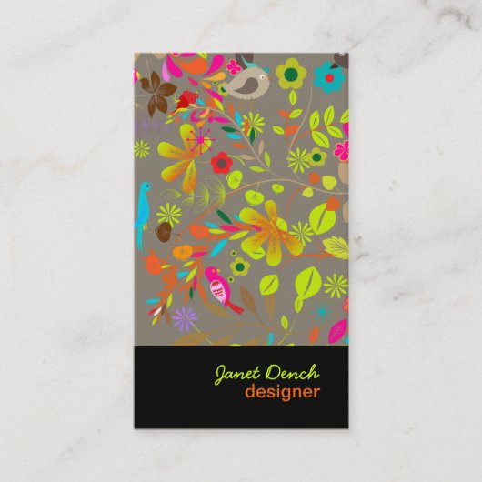 PixDezinesレトロツリー/DIY背景色 名刺 (正面)