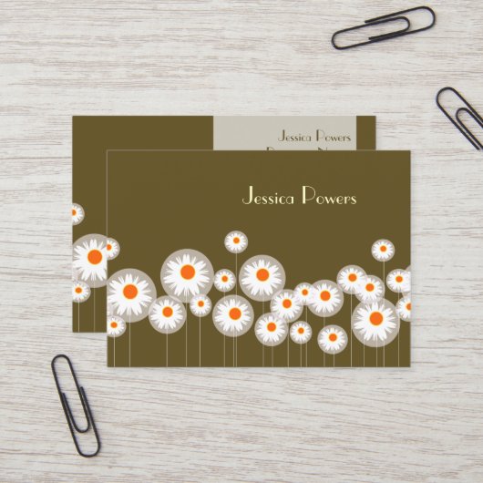 PixDezinesレトロデイジー/日の背景色 名刺 (正面/裏面インサイチュ)