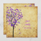 PixDezinesレトロバイオレットメープルツリー 招待状 (正面/裏面)