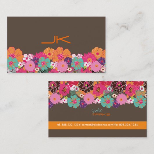 PixDezinesレトロフローラ~ Alegre/diy背景 名刺 (正面/裏面)