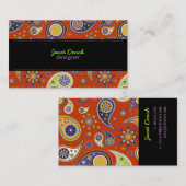 PixDezinesレトロペイズリー、カスタム色 名刺 (正面/裏面)