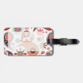 PixDezinesレトロペイズリー/ディジー背景 ラゲッジタグ (裏面横)