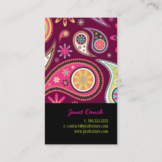 PixDezinesレトロペイズリー 名刺 (裏面)