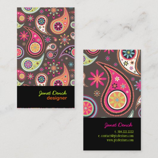 PixDezinesレトロペイズリー 名刺 (正面/裏面)