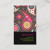 PixDezinesレトロペイズリー/DIY背景色 名刺 (裏面)