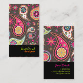 PixDezinesレトロペイズリー/DIY背景色 名刺 (正面/裏面)