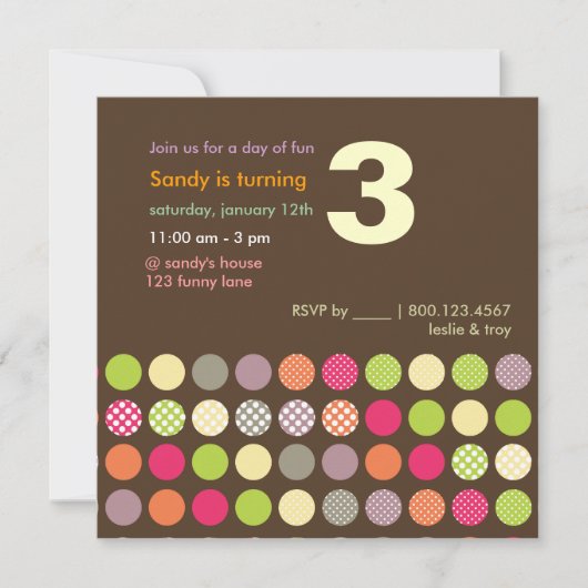 PixDezinesレトロ水玉模様/DIY背景 招待状 (正面)