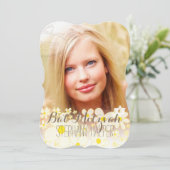 PixDezinesレトロDaisiesPhoto/バルミツワー 招待状 (スタンド正面)