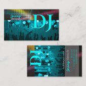 PixDezinesレトロDJ+ダンスホール/アクアブルー 名刺 (正面/裏面)