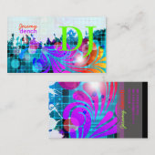 PixDezinesレトロDJ+ディスコ旋回 名刺 (正面/裏面)