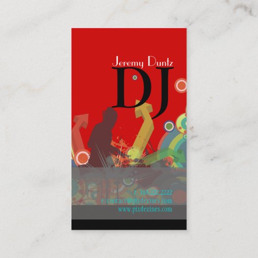 PixDezinesレトロDJ/DIY背景 名刺 (裏面)