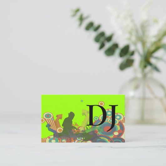 PixDezinesレトロDJ/DIY背景 名刺 (スタンド正面)